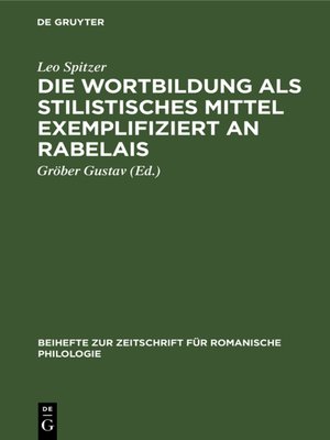 cover image of Die Wortbildung als stilistisches Mittel exemplifiziert an Rabelais
